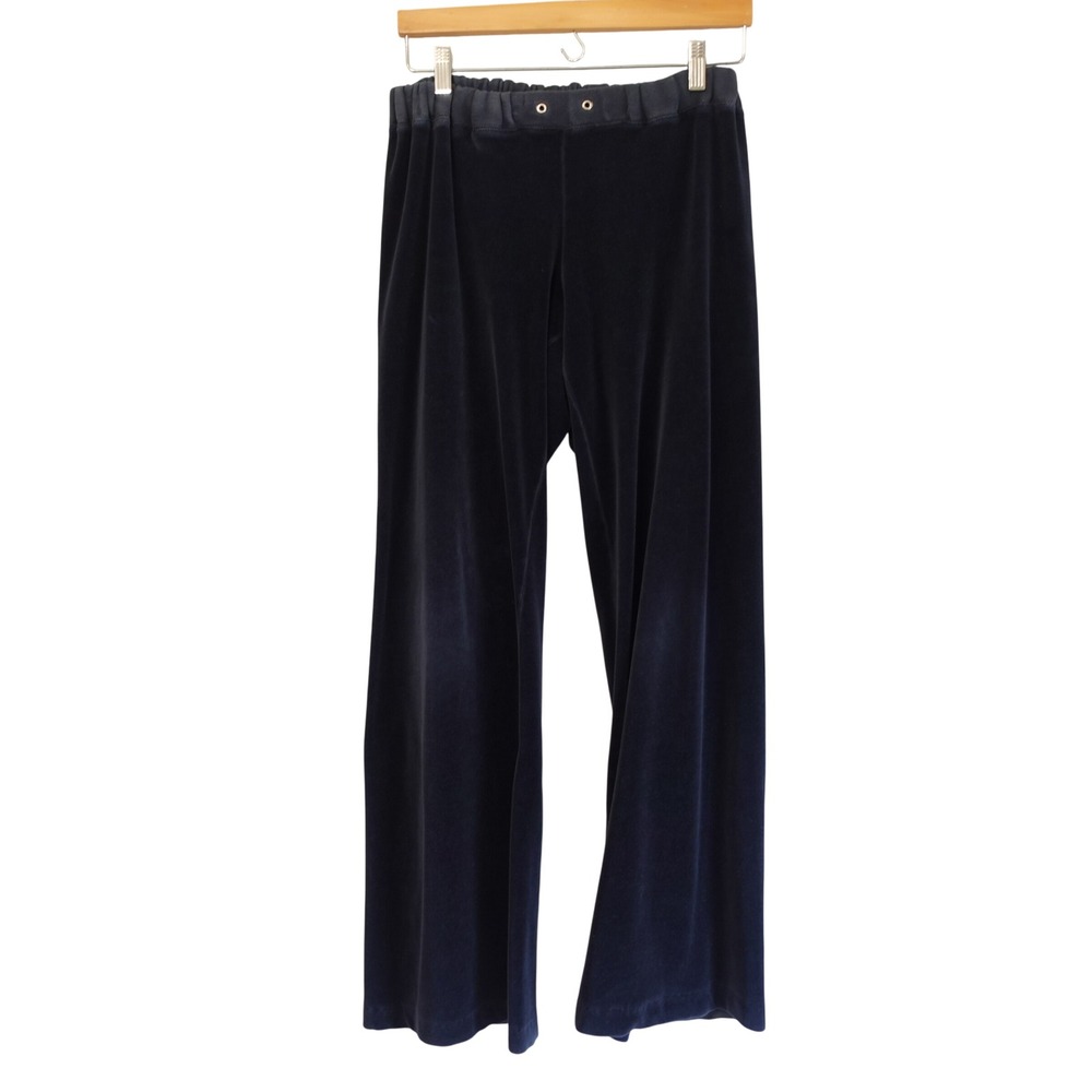Vtg Juicy Couture Velour Wide Leg Low Rise Sweat Pants Navy Black XL Y2K 90s USA